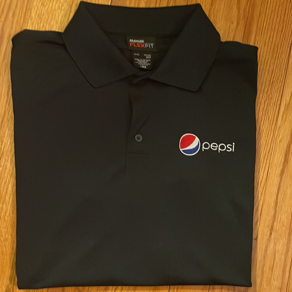 NWOT Aramark (Flex Fit) short sleeves navy blue polo shirt. Size L - Picture 6 of 15